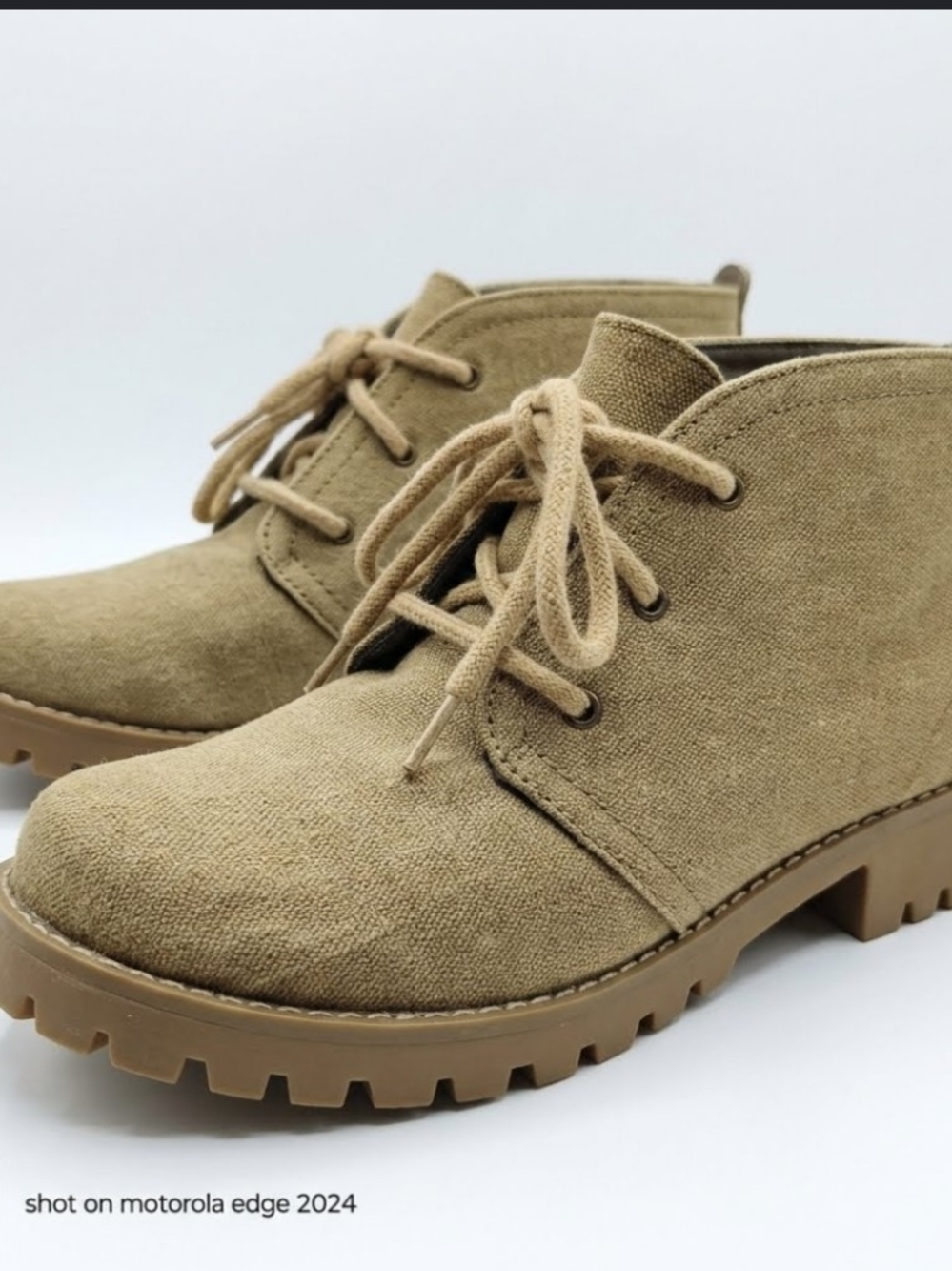 Cliffs by White Mountain Khaki Fabric Lace-Up Ankle Boots - Women's Size 7M